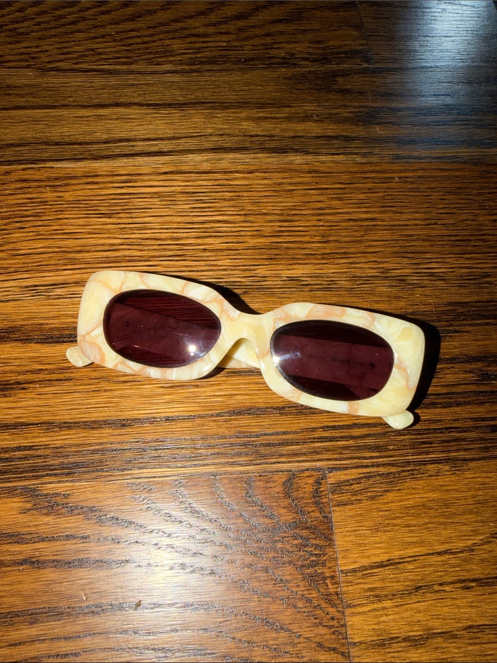 Crap Eyewear Ivory Marble Frame Sunglasses with Burgundy Lenses